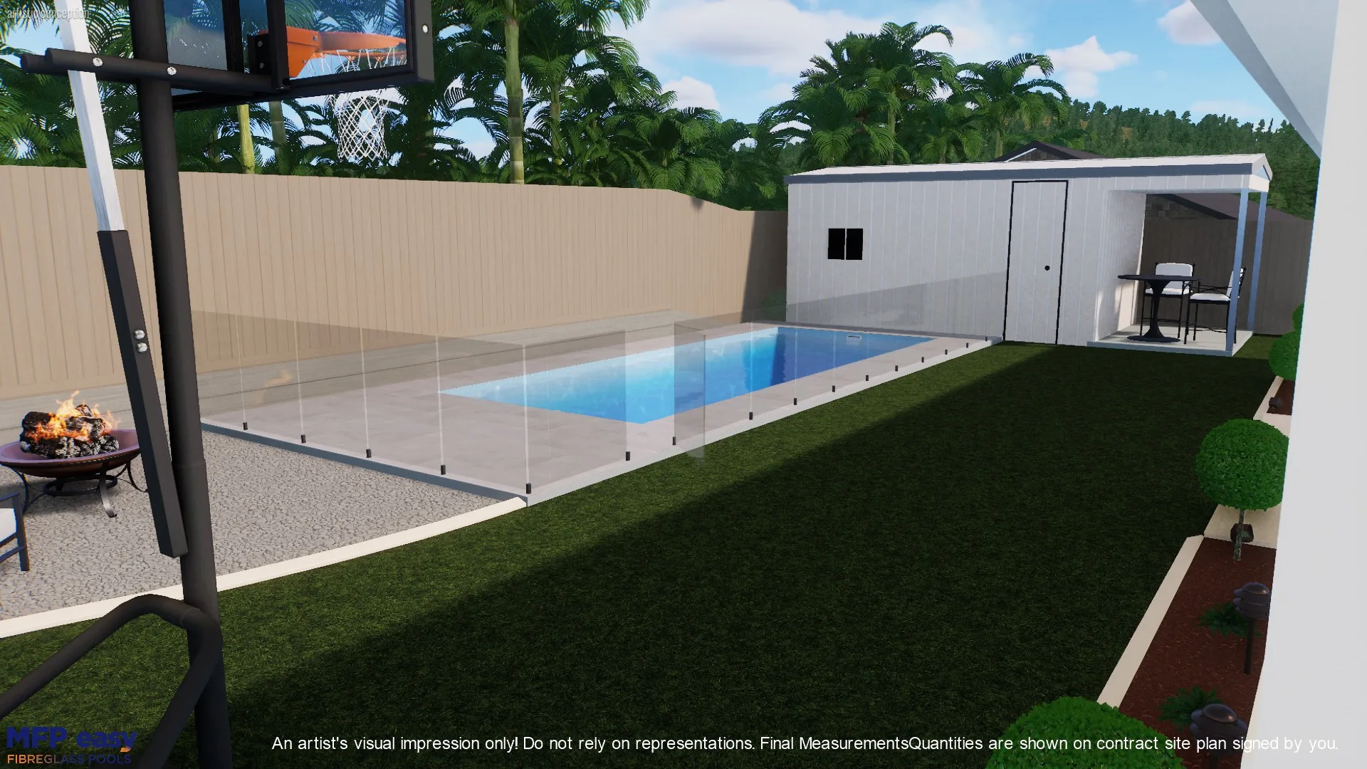 A 3D rendering of a pool